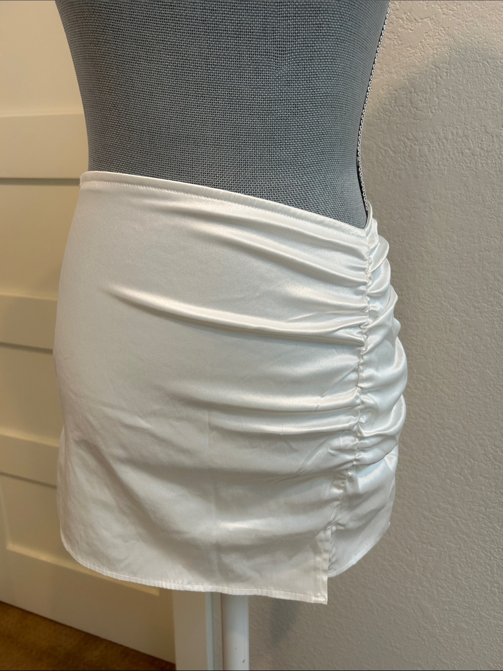 Glassons White Ruched Side Mini Skirt